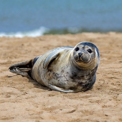 Harbor seal on sandy beach