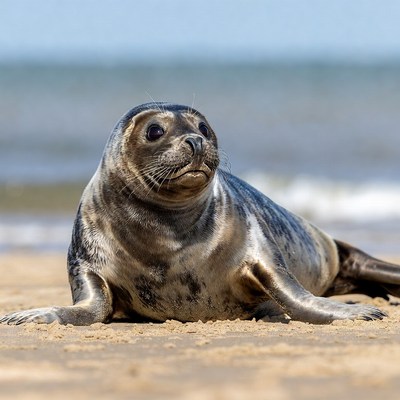 Seal lounging on beach