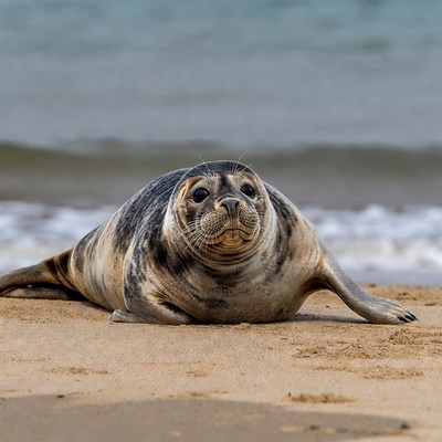 Harbor seal on beach