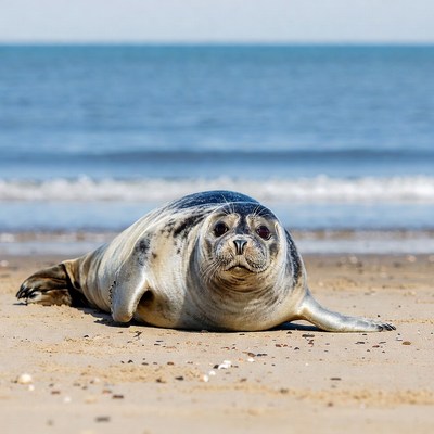 Harbor seal on beach