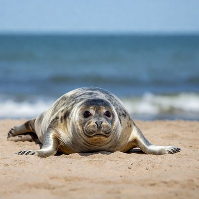 Harbor seal on beach