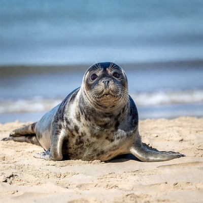 Harbor seal on beach