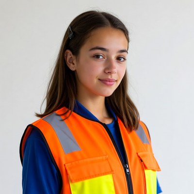 Teen girl in orange safety vest
