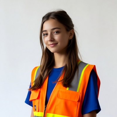Young woman in safety vest