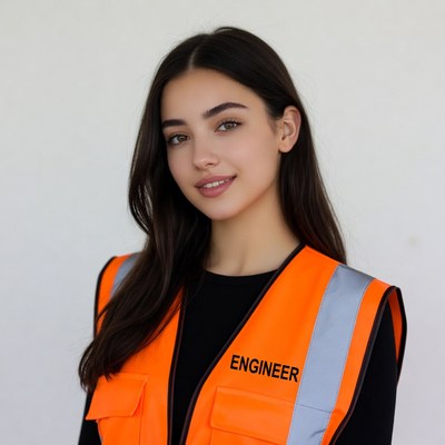 Woman wearing engineer safety vest