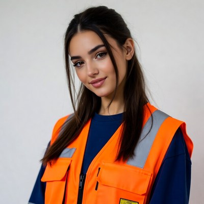 Woman wearing orange safety vest