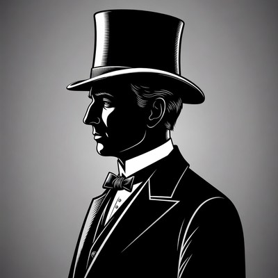 Man in Tuxedo and Top Hat Silhouette