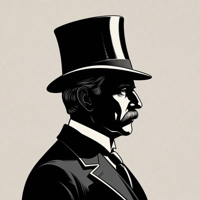 Victorian man in top hat silhouette