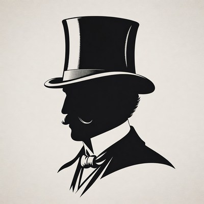 Victorian Gentleman Silhouette in Top Hat
