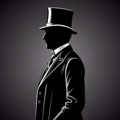 Man in Tuxedo and Top Hat Silhouette