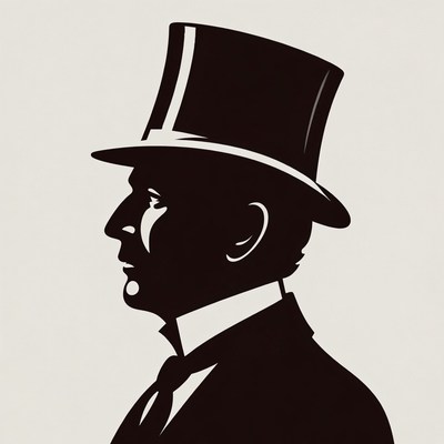 Man in Tuxedo and Top Hat Silhouette