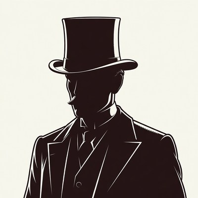 Silhouette of man in top hat