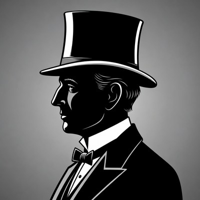 Man in Tuxedo and Top Hat Silhouette