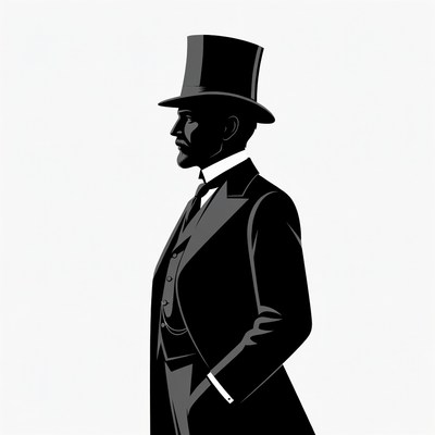 Victorian man in top hat silhouette