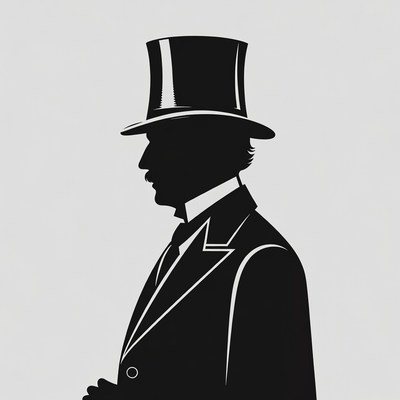 Man in Tuxedo and Top Hat Silhouette
