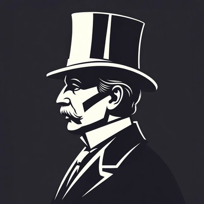 Victorian Gentleman in Top Hat Profile