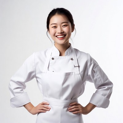 Asian woman chef smiling confidently