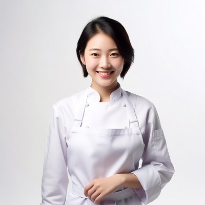 Asian woman chef smiling