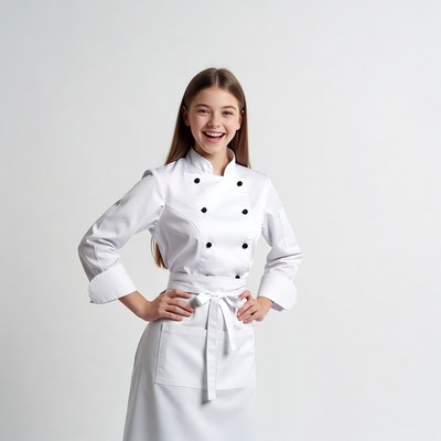 Young girl chef smiling in uniform
