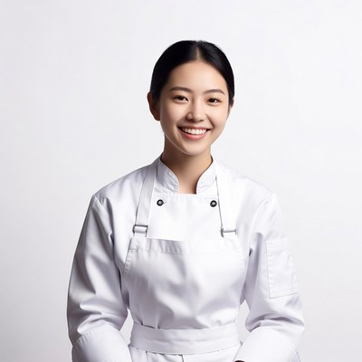Asian woman chef smiling