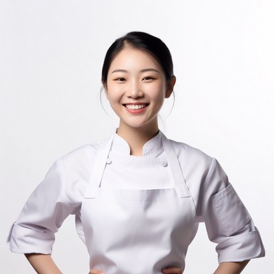 Asian woman chef smiling confidently