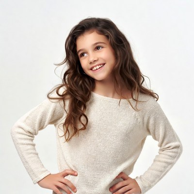 Smiling girl with hands on hips