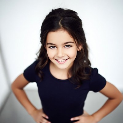 Smiling girl with hands on hips