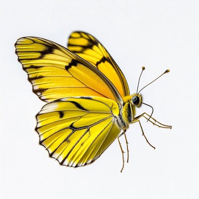 Yellow Butterfly with Black Wings