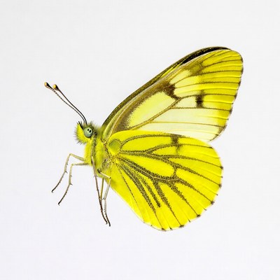 Yellow Butterfly on White Background