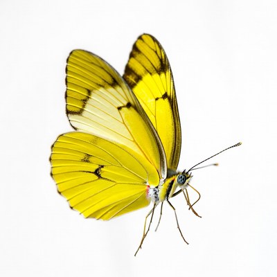 Yellow butterfly on white background