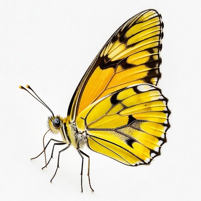Yellow Butterfly on White Background