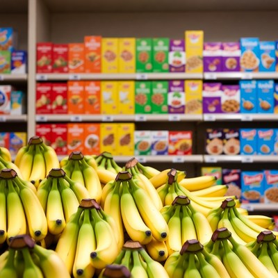 Bunch of Bananas in Grocery Store