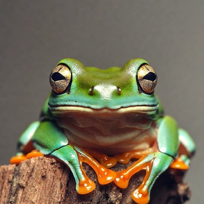 Green tree frog on branch