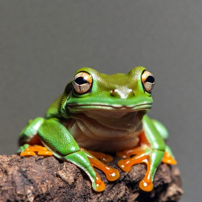 Green tree frog on branch