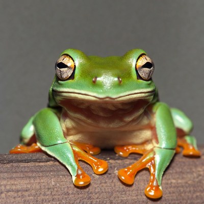 Green tree frog on branch