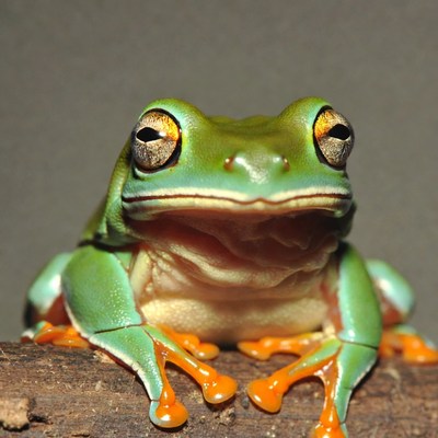 Green tree frog on branch