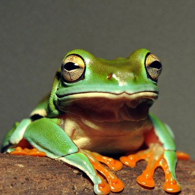 Green tree frog on branch