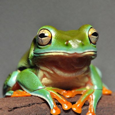 Green tree frog on branch