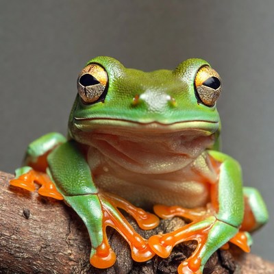 Green tree frog on branch