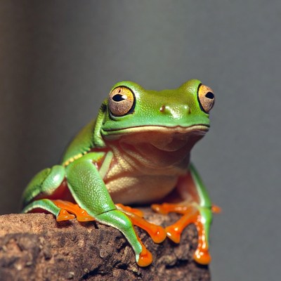 Green tree frog on branch