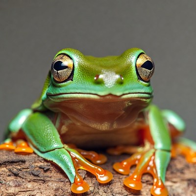 Green tree frog on branch