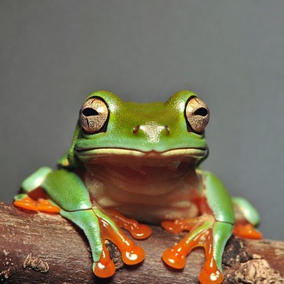 Green tree frog on branch