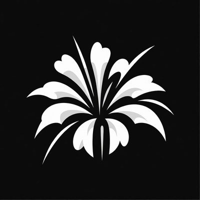 White Flower Silhouette on Black