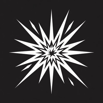 White Starburst on Black Background