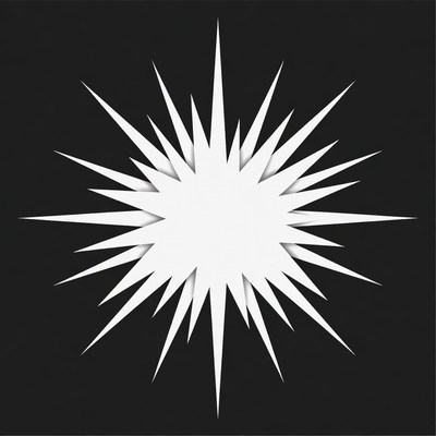 White Starburst on Black Background