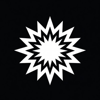 White Starburst on Black Background