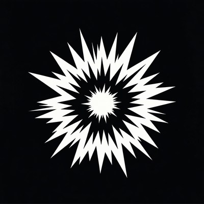 White Starburst on Black Background