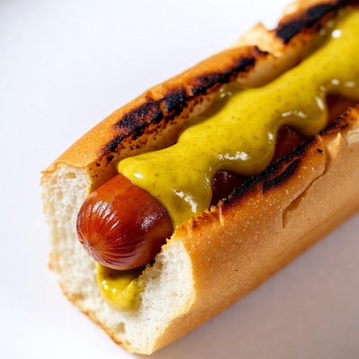 Grilled Hot Dog with Mustard