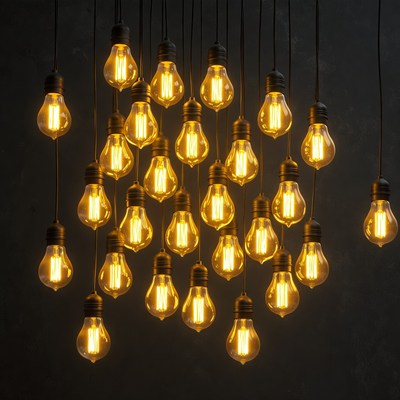 Hanging Cluster of Glowing Bulbs