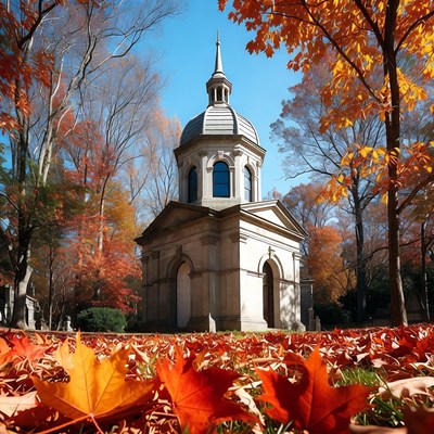 Chapel amid autumn foliage